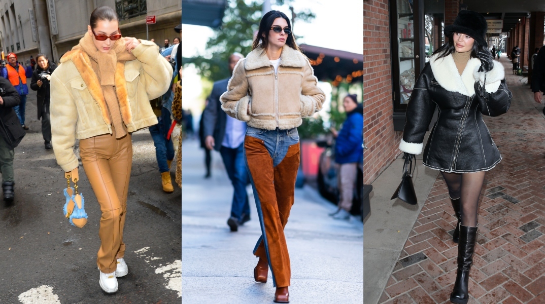 Η Bella Hadid, Kendall Jenner και Kylie Jenner επιλέγουν shearling jacket