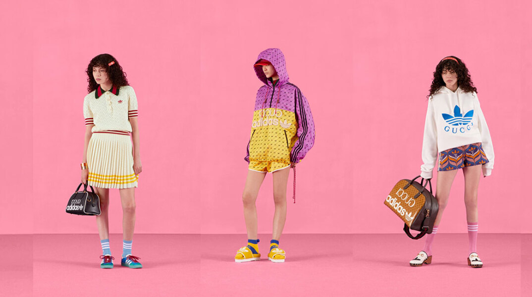 Μοντέλα με ρούχα από τη συνεργασία Gucci x Adidas