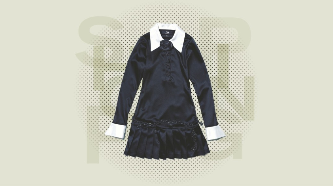 Μακρυμάνικο φόρεμα με πλισέ μίνι φούστα