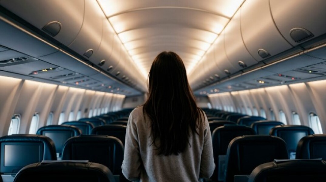 Αεροσυνοδός σε πτήση αεροπλάνου