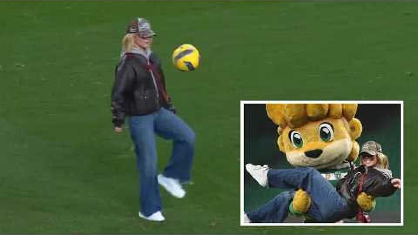 Sydney Sweeney showing off her football skills