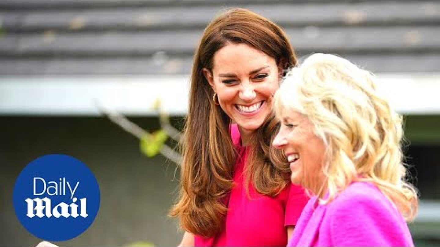 Kate Middleton meets Jill Biden during visit to a school in Cornwall