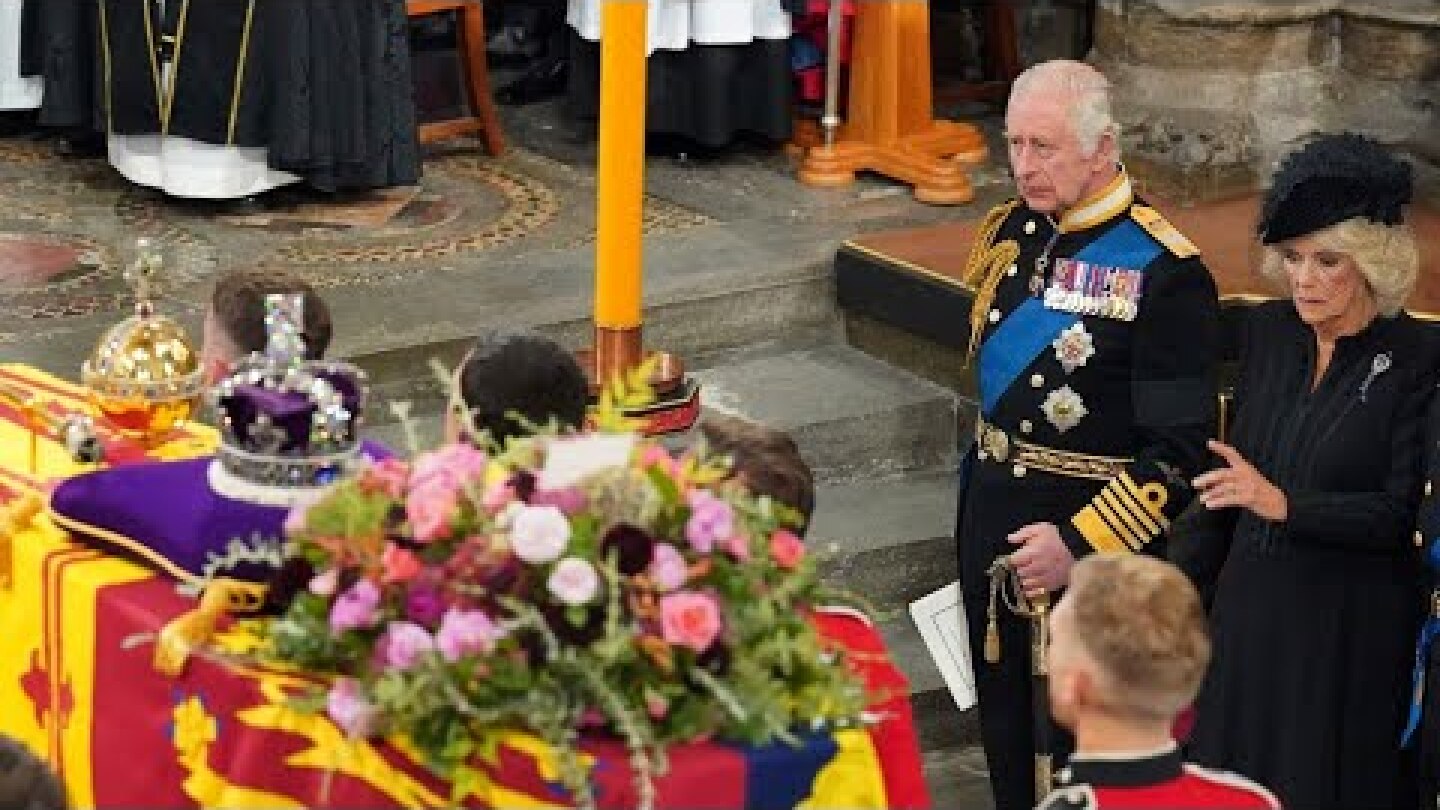 King Charles III overcome with emotion during God Save the King