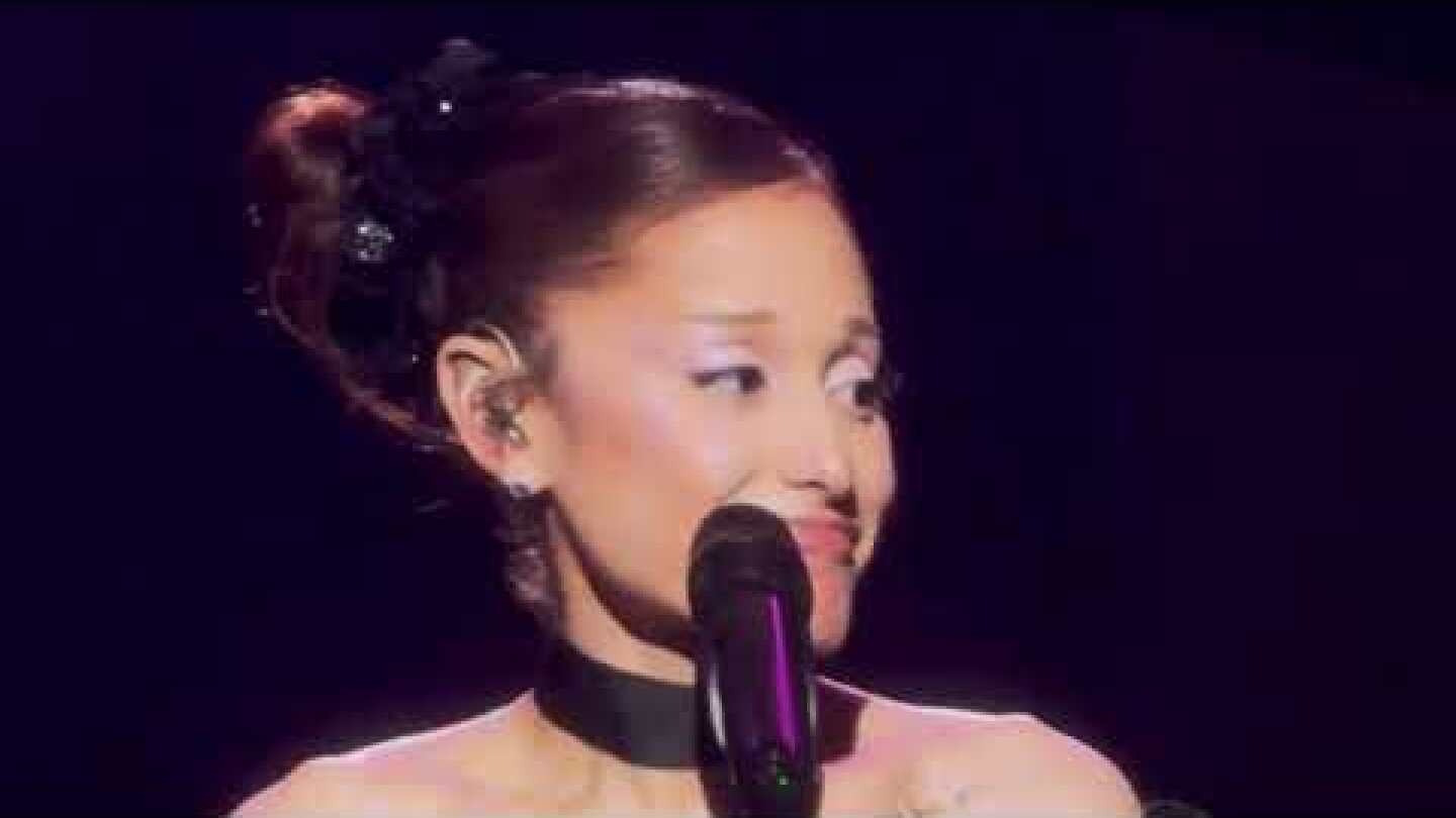 Ariana Grande delivers an emotional speech at her final show on the Eternal Sunshine Tour.