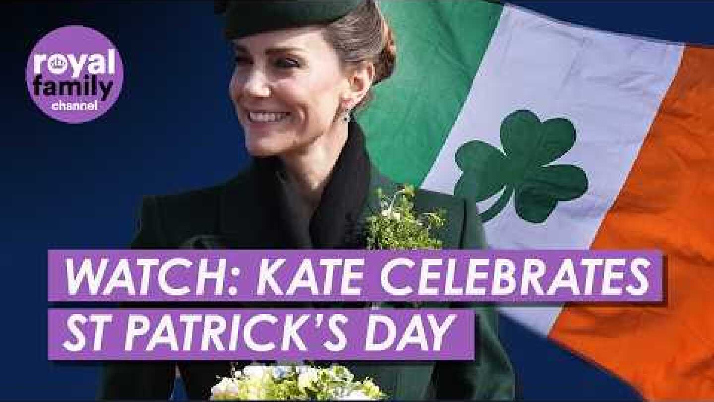 WATCH: Kate presents shamrocks to Irish Guards to celebrate St. Patrick's Day