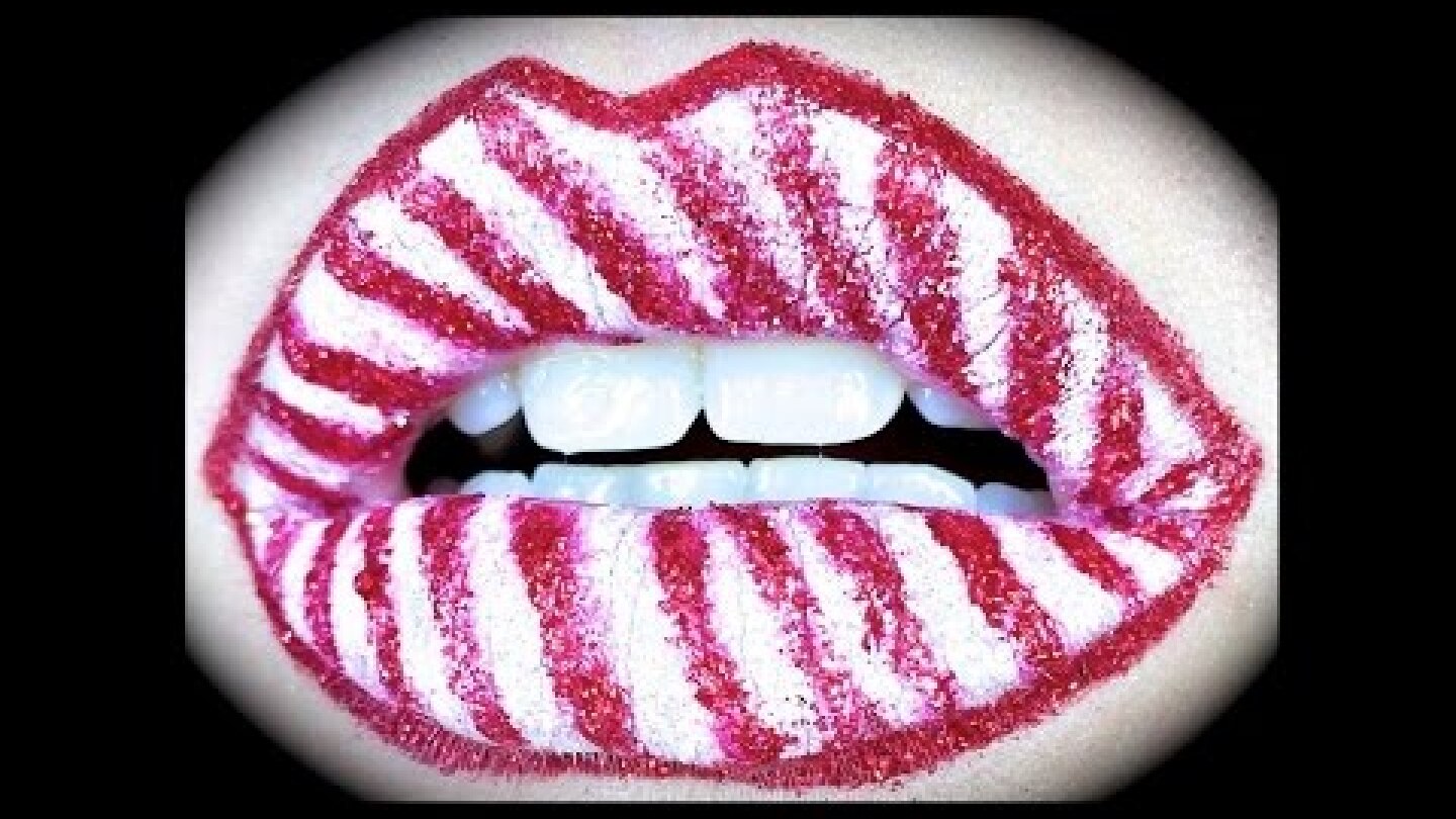 Candy Cane or Peppermint Christmas Glitter Lip Art ft Sugarpill & Eye Kandy