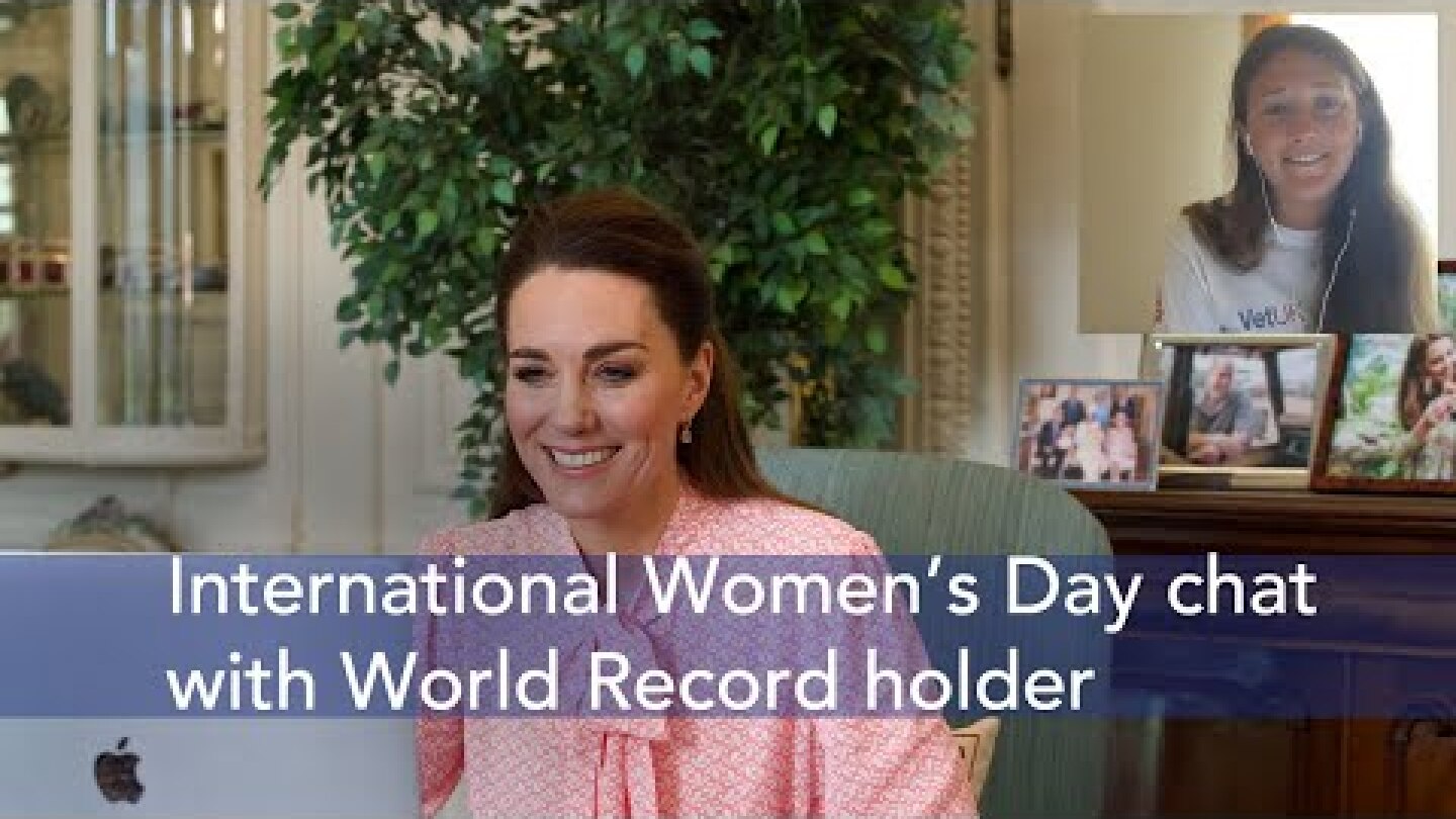 The Duchess of Cambridge speaks to Jasmine Harrison on World Record for International Women's Day