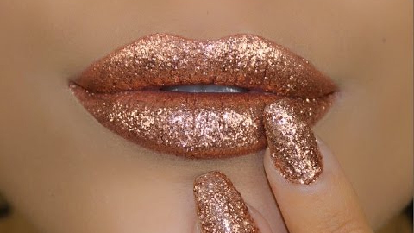 Rose Gold Glitter Lips | Amys Makeup Box
