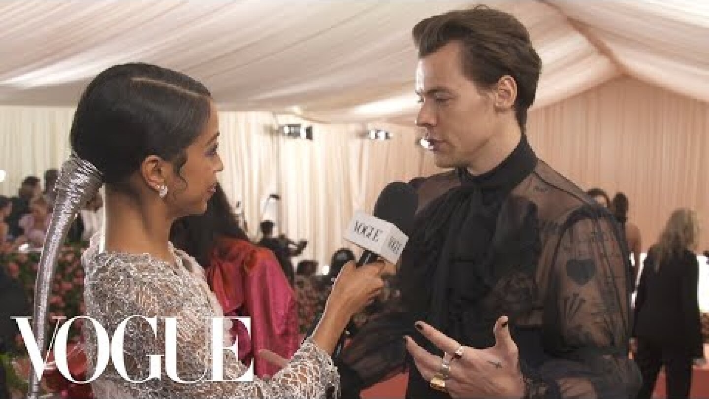 Harry Styles on His Sheer Gucci Outfit and Being Met Gala Co-Chair | Met Gala 2019 With Liza Koshy