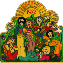 Κάρτα εορτών του Στέργιου Δελιαλή (1972). Από το βιβλίο «Αθηναϊκό Underground» (εκδ. ATHENS VOICE Books). 