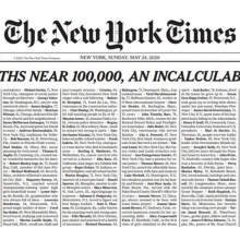 1.000 ονόματα θανόντων από κορωνοϊό αναγράφονταν στο πρωτοσέλιδο των «New York Times» 