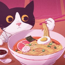 Εικονογράφηση - Γάτα που τρώει