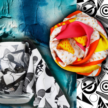 Πολύχρωμα ματαξωτά μαντήλια τυλιγμένα