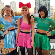 Γυναίκες ντυμένες powerpuff girls για Halloween