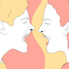 two people face to face yelling at each other-Antonella Macchiavello-mixkit