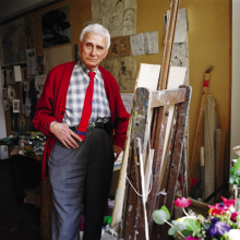 Ο Παναγιώτης Τέτσης στο σπίτι του στην Ξενοκράτους