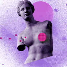 άγαλμα με κομμένο στήθος και νέο ανανεωμέο 