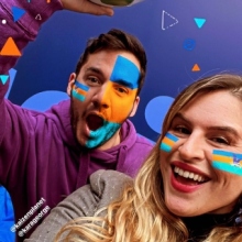 Άντρας, γυναίκα, χρώματα, ποδοσφαιρική μπάλα