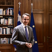 Ο πρωθυπουργός Κυριάκος Μητσοτάκης στο Μέγαρο Μαξίμου