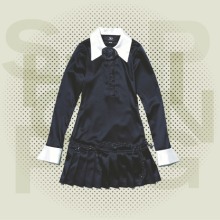 Μακρυμάνικο φόρεμα με πλισέ μίνι φούστα