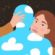 cartoon με κοπέλα που αγκαλιάζει κάποιον