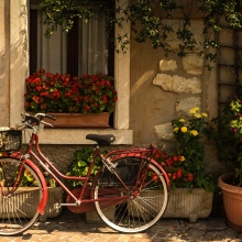 Γειτονιά ποδήλατο γλάστρες