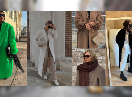 Γυναίκες ποζάρουν με oversized παλτό