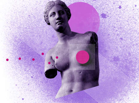 άγαλμα με κομμένο στήθος και νέο ανανεωμέο 