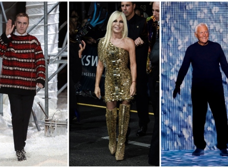 Από αριστερά: Raf Simons, Donatella Versace και Giorgio Armani. 