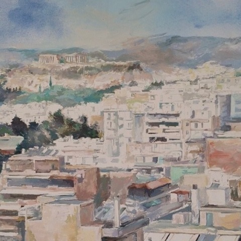 Έργο του Δημήτρη Σεβαστάκη από την έκθεση «Ίχνη και κουκκίδες: Ένα αφήγημα για το Κουκάκι», Art Project Space