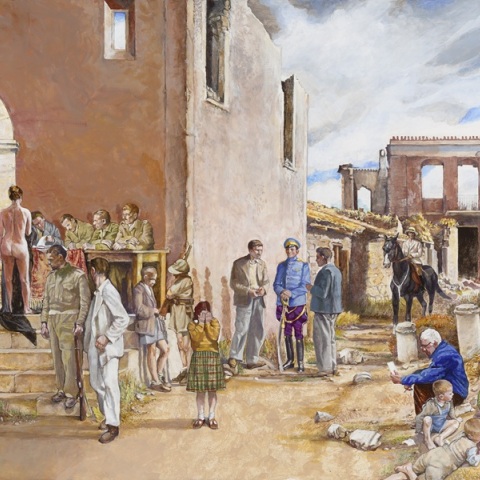Αλέκος Λεβίδης, Δίκη, 71 x 125 εκ., μικτή τεχνική σε ξύλο, 2025