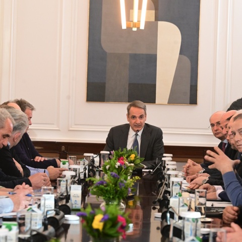 Κυριάκος Μητσοτάκης με αγρότες στο Μέγαρο Μαξίμου