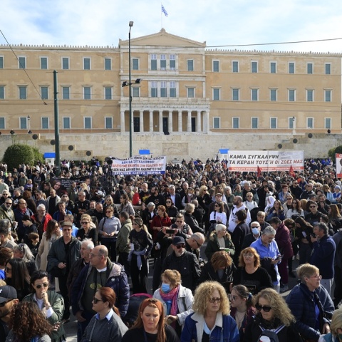 Στιγμιότυπο από παλαιότερο συλλαλητήριο για τα Τέμπη