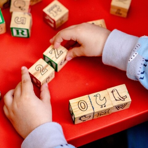 Παιδί παίζει με τουβλάκια