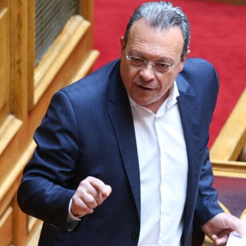 O Σωκράτης Φάμελλος στο βήμα της Βουλής