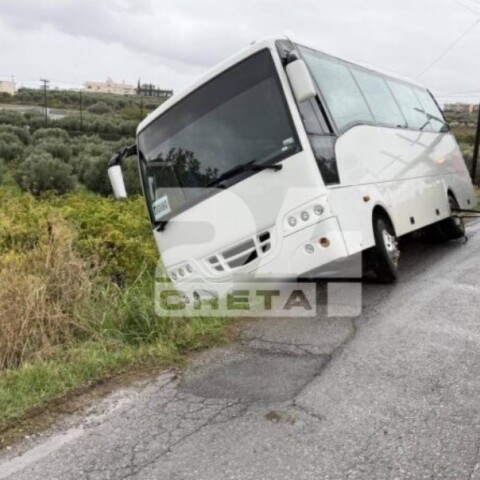 Λεωφορείο στην Κρήτη βγήκε εκτός δρόμου