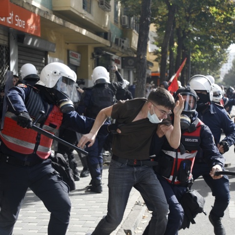 Διαδηλωτές στην Αλβανία