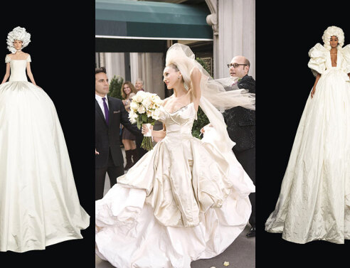 Μοντέλα με νυφικά Valentino και η Σάρα Τζέσικα Πάρκερ σε σκηνή από το Sex and the City