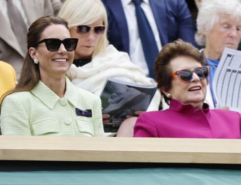Britain's Catherine, Princess of Wales, (L) and former tennis champion Billie Jean King (R) attend the Women's Singles final match Ons Jabeur of Tunisia against Marketa Vondrousova of Czech Republic at the Wimbledon Championships, Wimbledon, Britain, 15 July 2023. EPA/TOLGA AKMEN EDITORIAL USE ONLY