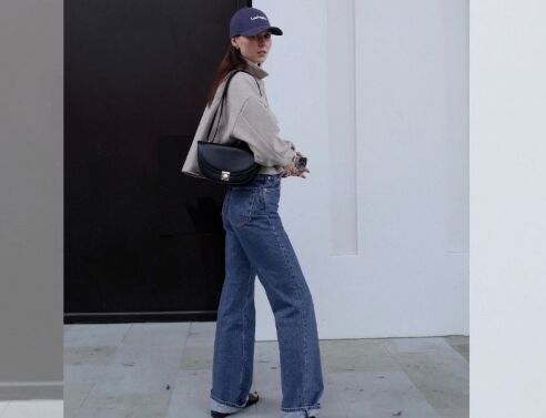 Τζιν παντελόνια σε ίσια γραμμή