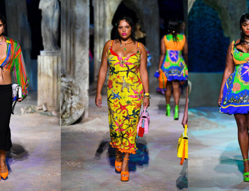 Τα plus-size μοντέλα Jill Kortleve, Alva Claire και Precious Lee στην επίδειξη της Versace SS21 ©Courtesy of Versace