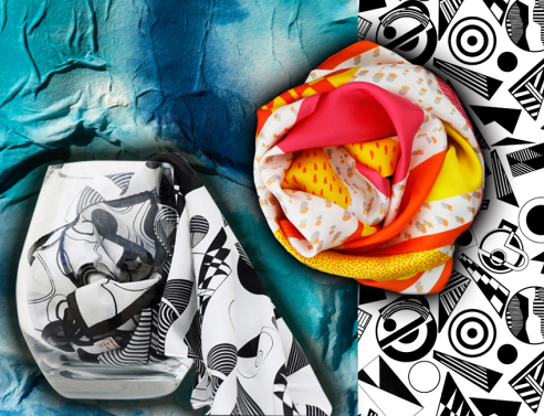 Πολύχρωμα ματαξωτά μαντήλια τυλιγμένα