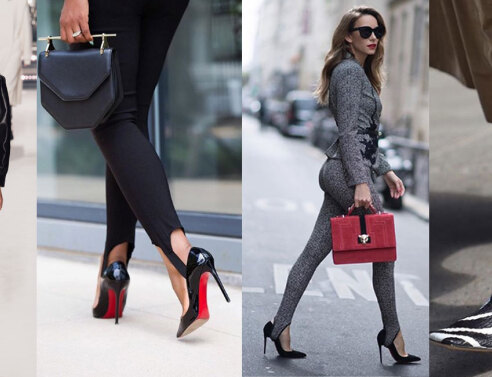 Κολάζ από ολόσωμες φωτογραφίες γυναικών και γυναικείων ποδιών που δείχνουν κολάν με λάστιχο