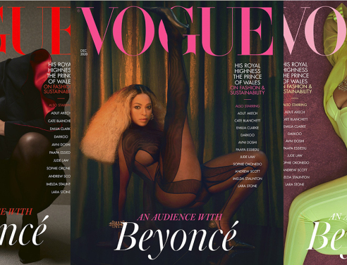 Η τραγουδίστρια Beyoncé σε τρεις διαφορετικές πόζες και outfit για το εξώφυλλο της βρετανικής Vogue