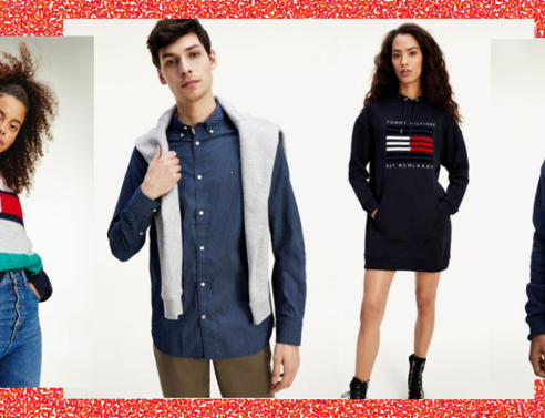 Δύο άντρες και δύο γυναίκες μοντέλα με ρούχα Tommy Hilfiger