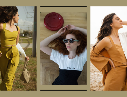 Τρεις κοπέλες ποζάρουν με πολύχρωμα ρούχα