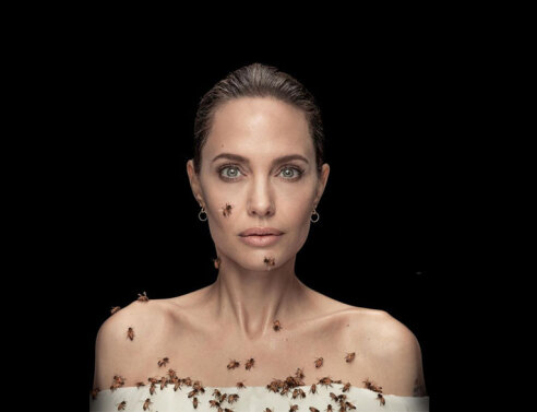 H Αντζελίνα Τζολί με μέλισσες στο πρόσωπο και το σώμα