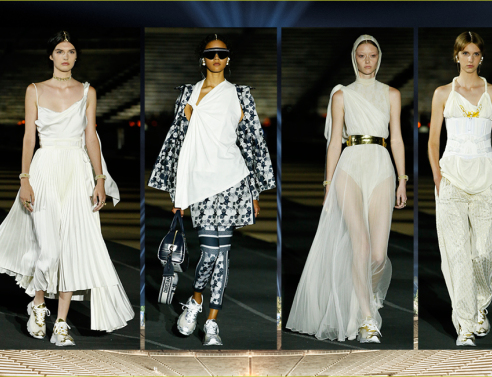 Στιγμιότυπο από την επίδειξη μόδας Dior Cruise 2022 στην Αθήνα, στο Καλλιμάρμαρο