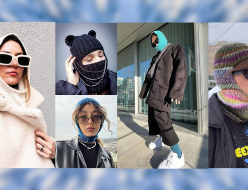 Γυναίκες σε διάφορες πόζες που φορούν στο κεφάλι μπαλακλάβα