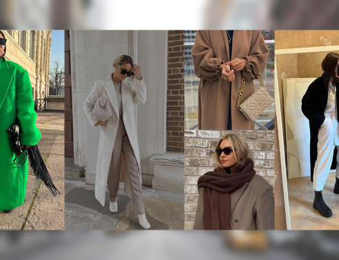 Γυναίκες ποζάρουν με oversized παλτό